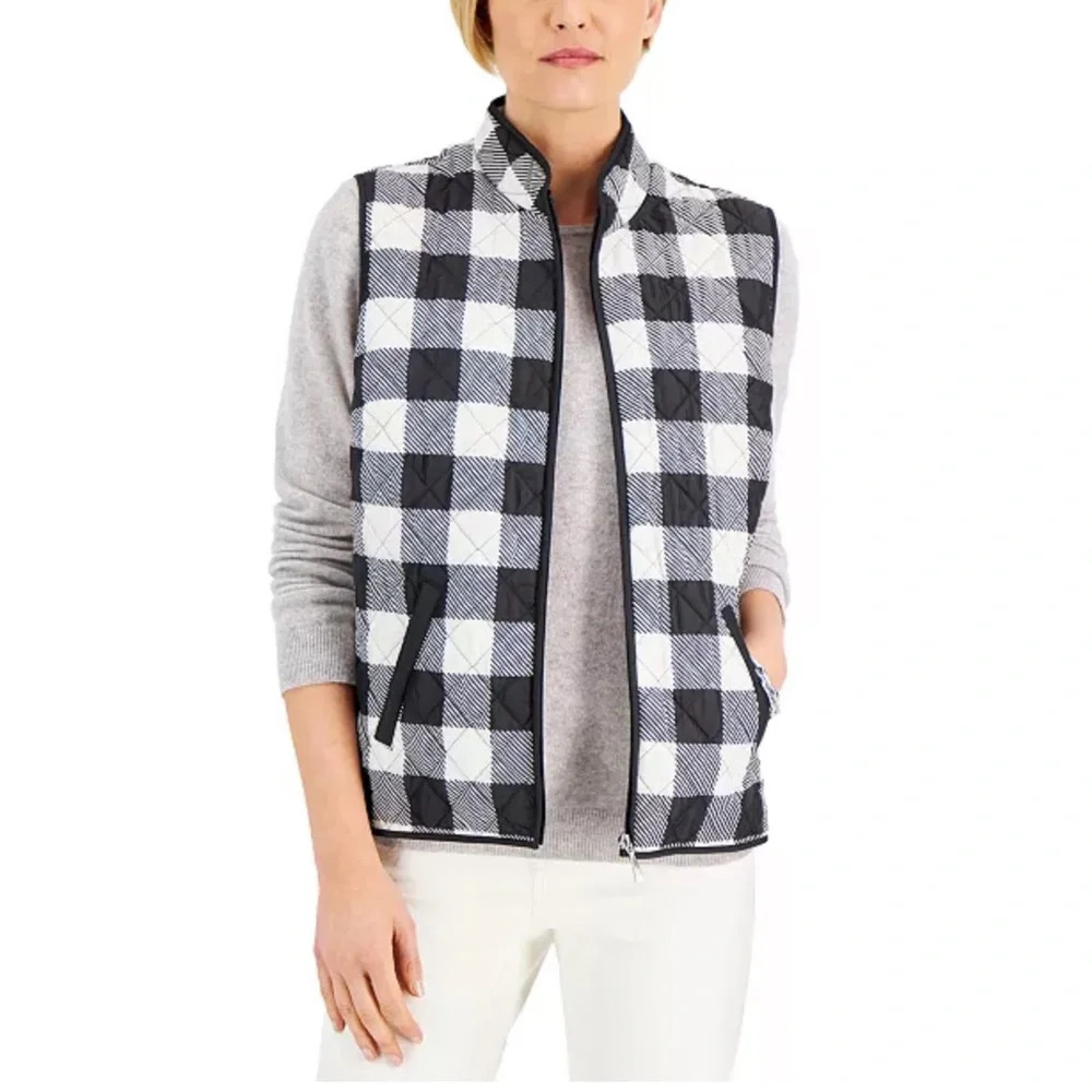 Buffalo Plaid Quilted Vest Karen Scott